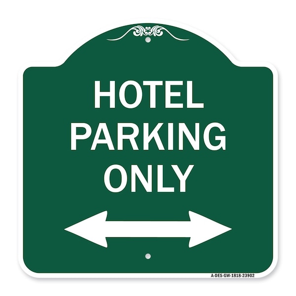Signmission Hotel Parking W/ Bidirectional Arrow, Green & White Aluminum Sign, 18" x 18", GW-1818-23902 A-DES-GW-1818-23902 - main